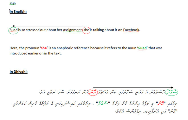 examples in English and Dhivehi
